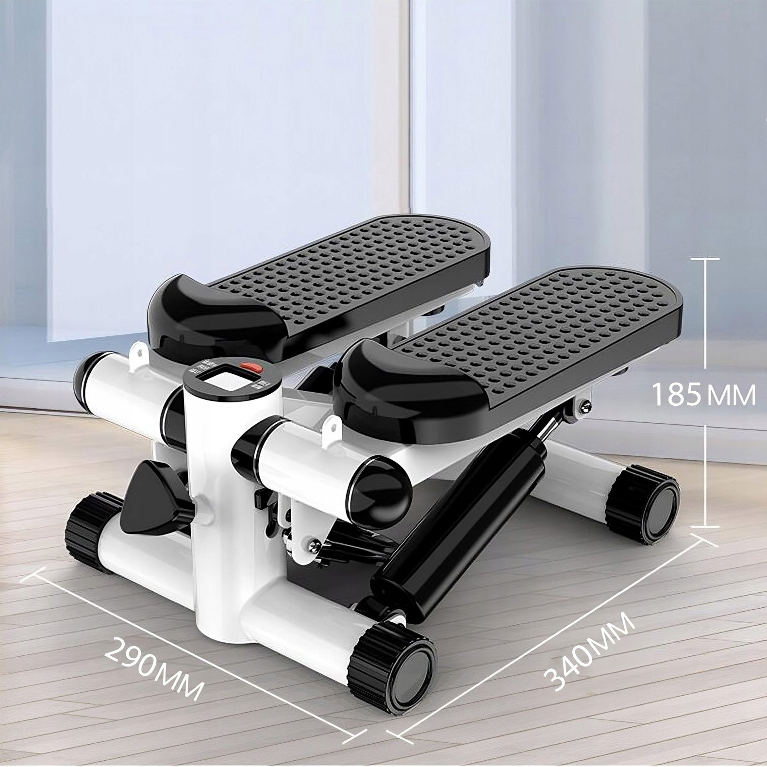 Reguliuojamas treniruočių steperis su pasipriešinimo gumomis ir LCD ekranu – StepFit Pro X
