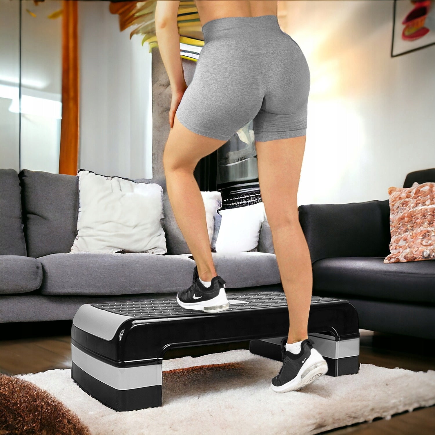 Aerobikos ir fitneso treniruočių stepas namams su reguliuojamu aukščiu (3 lygiai) – FitStep Pro 3